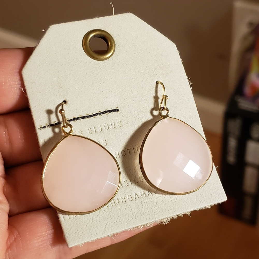 Anthropologie Tristan Pink Rose Drop Earrings
